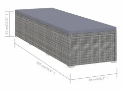 Outlet vidaxl Tumbonas de jardín y mesita 3 piezas ratán sintético Gris