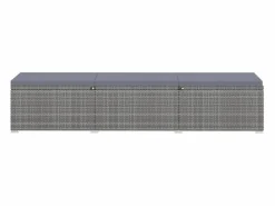 Outlet vidaxl Tumbonas de jardín y mesita 3 piezas ratán sintético Gris