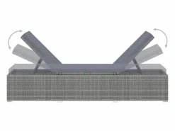 Outlet vidaxl Tumbonas de jardín y mesita 3 piezas ratán sintético Gris