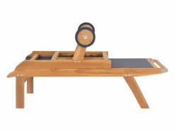 New vidaxl Tumbonas plegables con ruedas 2 uds teca maciza y textilene Color natural claro