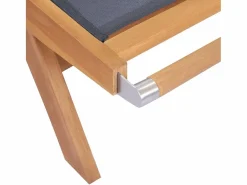 New vidaxl Tumbonas plegables con ruedas 2 uds teca maciza y textilene Color natural claro