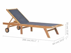 New vidaxl Tumbonas plegables con ruedas 2 uds teca maciza y textilene Color natural claro