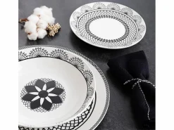 Outlet Luminarc Vajilla Medina La Bouchée 18 piezas 6 servicios porcelana blanco/ Negro