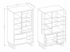 Petits-Meubles Vajillero 1 puerta y 2 cajones Eden Madera y Metal