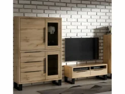 Sale Petits-Meubles Vajillero 3 puertas 3 cajones Eden Madera y Metal Color natural claro