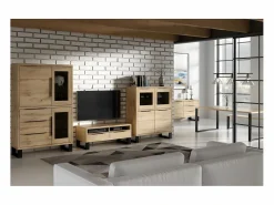 Sale Petits-Meubles Vajillero 3 puertas 3 cajones Eden Madera y Metal Color natural claro