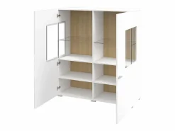 Best Vajillero 2 puertas Akram Blanco y Madera Vitrina Para Vajilla