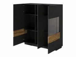 Online Vajillero 3 puertas Andrea antracita y Madera Vitrina Para Vajilla
