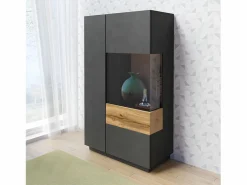 Petits-Meubles Vajillero 2 puertas apertura por la derecha Andrea antracita y Madera