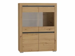 Clearance Vajillero 4 puertas con LED Kasla Madera y Antracita Vitrina Para Vajilla
