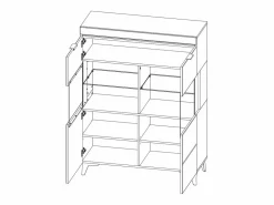 Best Petits-Meubles Vajillero 2 puertas con LED Ruben Madera Color natural claro