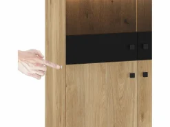 Petits-Meubles Vajillero 4 puertas con LED Elara Madera y Negro