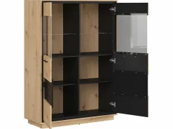 Clearance Vajillero 2 puertas Elijah Madera y Vitrina Para Vajilla