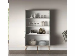 Petits-Meubles Vajillero 4 puertas Olivia Cachemira y Dorado