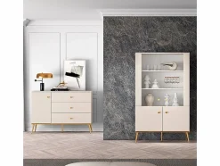 Petits-Meubles Vajillero 4 puertas Olivia Cachemira y Dorado