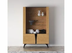 Outlet Vajillero 4 puertas Soah Madera y Vitrina Para Vajilla