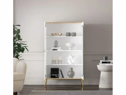 Hot Petits-Meubles Vajillero 2 puertas Zora y Dorado Blanco