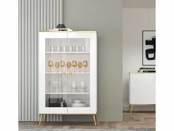 Hot Petits-Meubles Vajillero 2 puertas Zora y Dorado Blanco