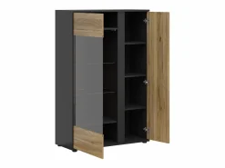 Best Vajillero aparador 2 puertas Pia Negro y Madera Vitrina Para Vajilla