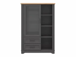 Discount Petits-Meubles Vajillero bajo 1 puerta 2 cajones Charlie Antrancita Gris