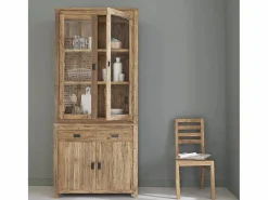 Best BERAH GETAH Vajillero de madera de teca reciclada maciza Color natural claro