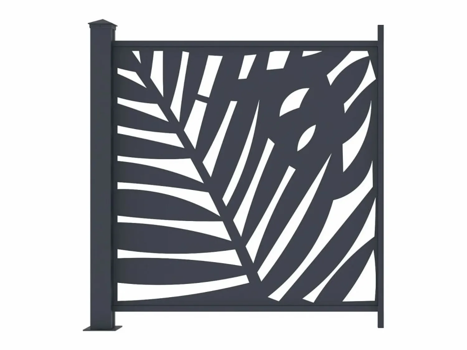 Discount EXPERTLAND Valla de aluminio antracita motivo vegetal kit de extensión Alt.144 x An.110 cm BRAMENO Gris antracita