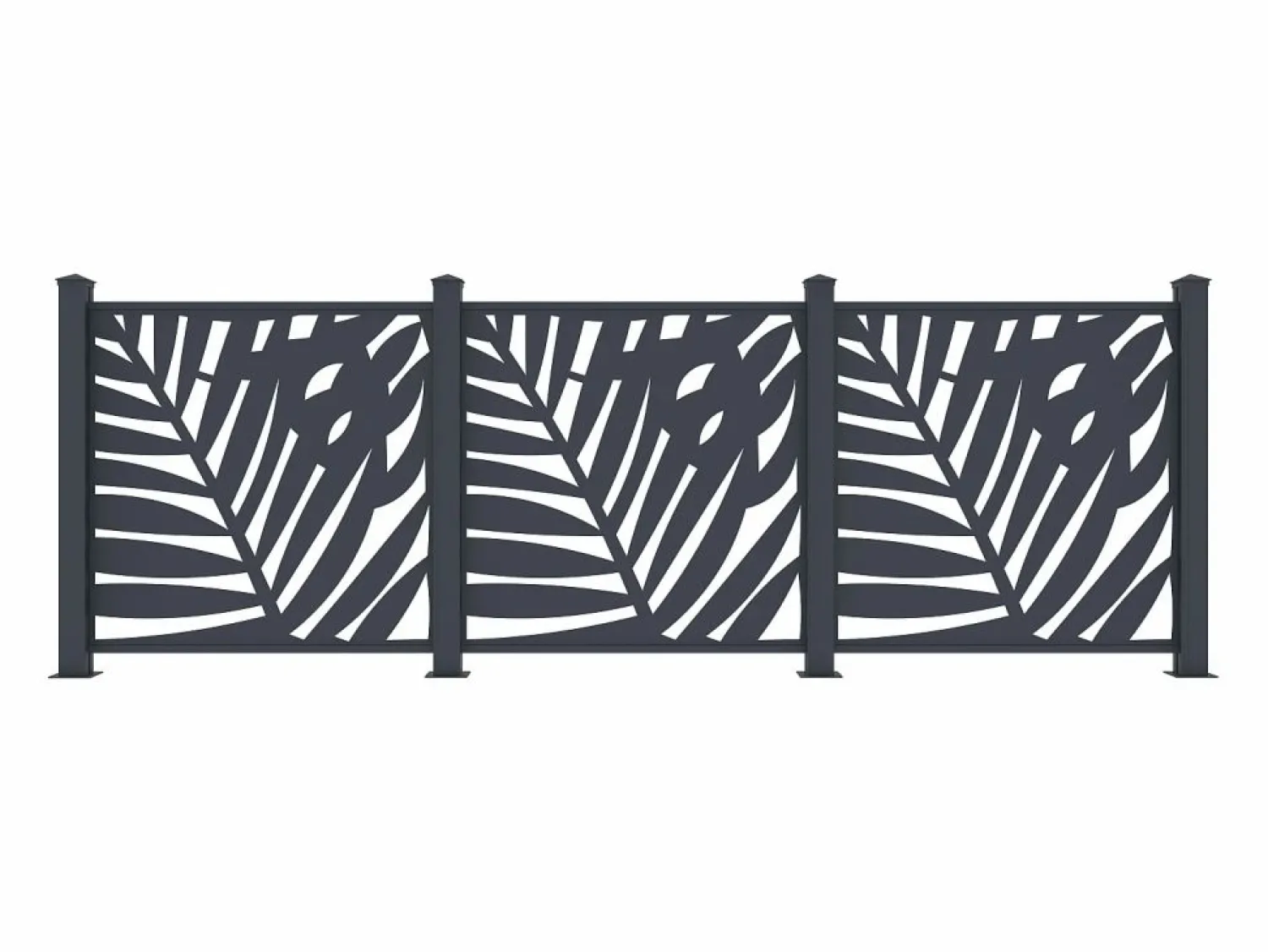Discount EXPERTLAND Valla de aluminio antracita motivo vegetal kit de extensión Alt.144 x An.110 cm BRAMENO Gris antracita