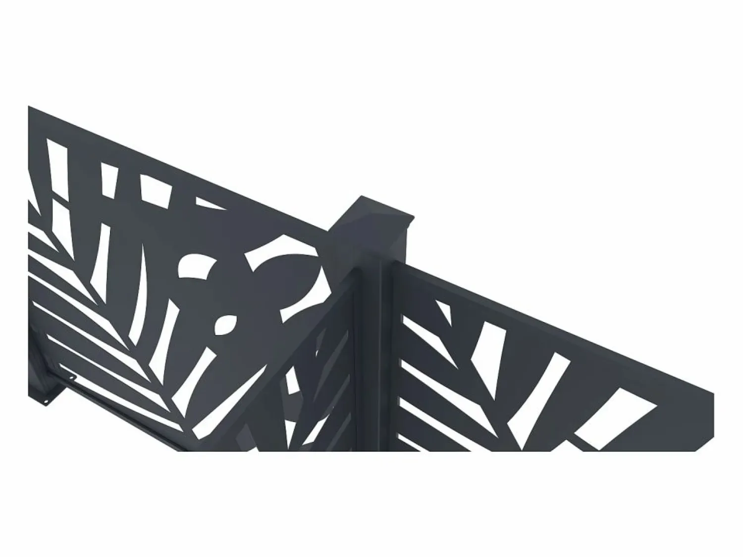 Discount EXPERTLAND Valla de aluminio antracita motivo vegetal kit de extensión Alt.144 x An.110 cm BRAMENO Gris antracita