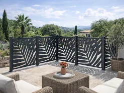 Sale Valla de aluminio antracita motivo vegetal kit inicial Alt.144 x An.118 cm BRAMENO Cercados Y Ocultación