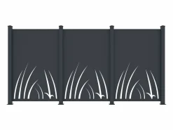 Best Valla de aluminio con motivo vegetal Kit inicial Alt.164 x An.118 cm Antracita BRAMENO Cercados Y Ocultación