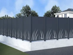 Best Valla de aluminio con motivo vegetal Kit inicial Alt.164 x An.118 cm Antracita BRAMENO Cercados Y Ocultación
