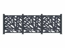 New Valla de aluminio con motivo geométrico kit inicial Alt.144 x An.118 cm Antracita BRAMENO Cercados Y Ocultación