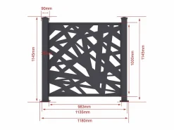 New Valla de aluminio con motivo geométrico kit inicial Alt.144 x An.118 cm Antracita BRAMENO Cercados Y Ocultación
