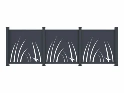 EXPERTLAND Valla de aluminio con motivo vegetal kit de extensión Alt.144 x An.110 cm Antracita BRAMENO Gris antracita