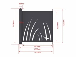 EXPERTLAND Valla de aluminio con motivo vegetal kit de extensión Alt.144 x An.110 cm Antracita BRAMENO Gris antracita