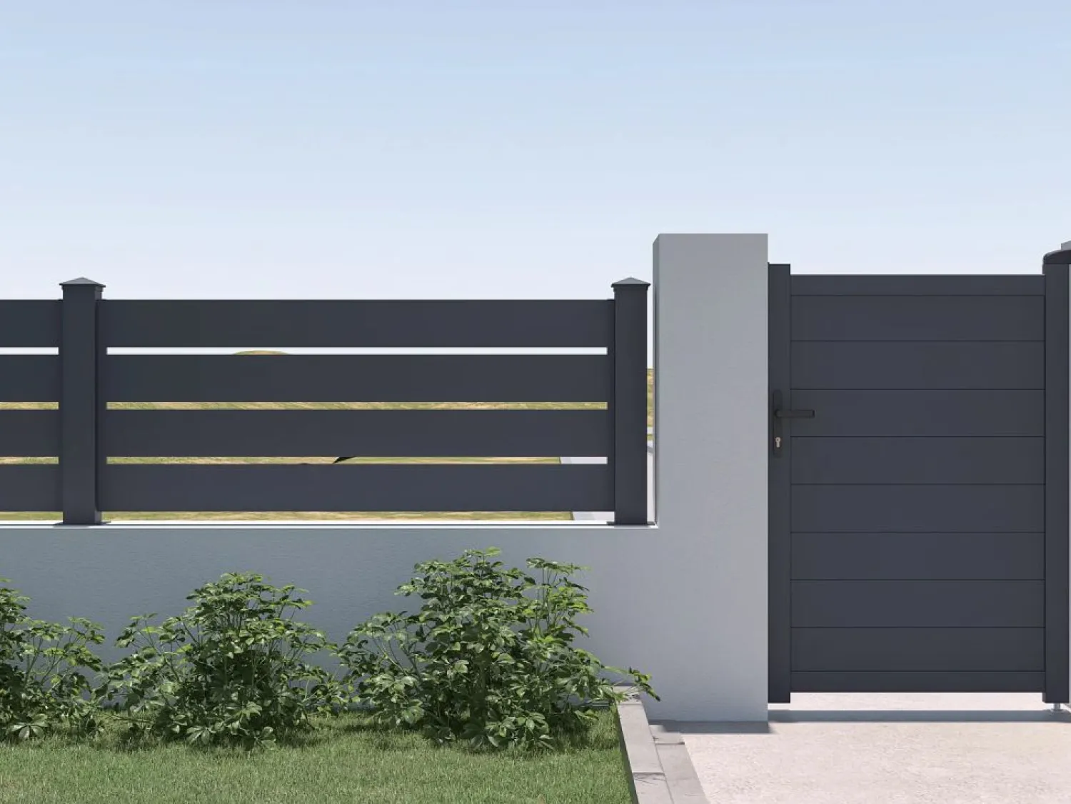 Online EXPERTLAND Valla de aluminio con calado Alt. 80.3 x Ancho 188.6 cm - PRIMO Gris antracita