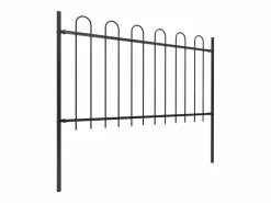New Valla de jardín con puntas de aro acero 10,2x1 m ES481226 Negro