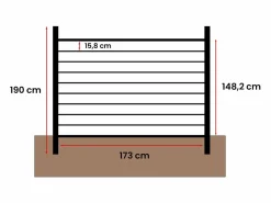 Outlet EXPERTLAND Valla para enterrar Alt. 148 cm kit 9 tablones + 2 postes antracita - PALIZO Gris antracita / Color natural oscuro