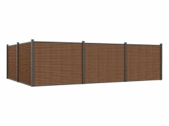 Outlet EXPERTLAND Valla para enterrar Alt. 148 cm kit 9 tablones + 2 postes antracita - PALIZO Gris antracita / Color natural oscuro