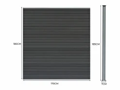 New Monstershop Vallas para exteriores de WPC y Aluminio - 10xPaneles Cuadrados + 1x Oblicuo + 11x Postes con LED | Gris