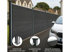 Monstershop Vallas para exteriores de WPC y Aluminio - 6x Paneles + 7 Postes |