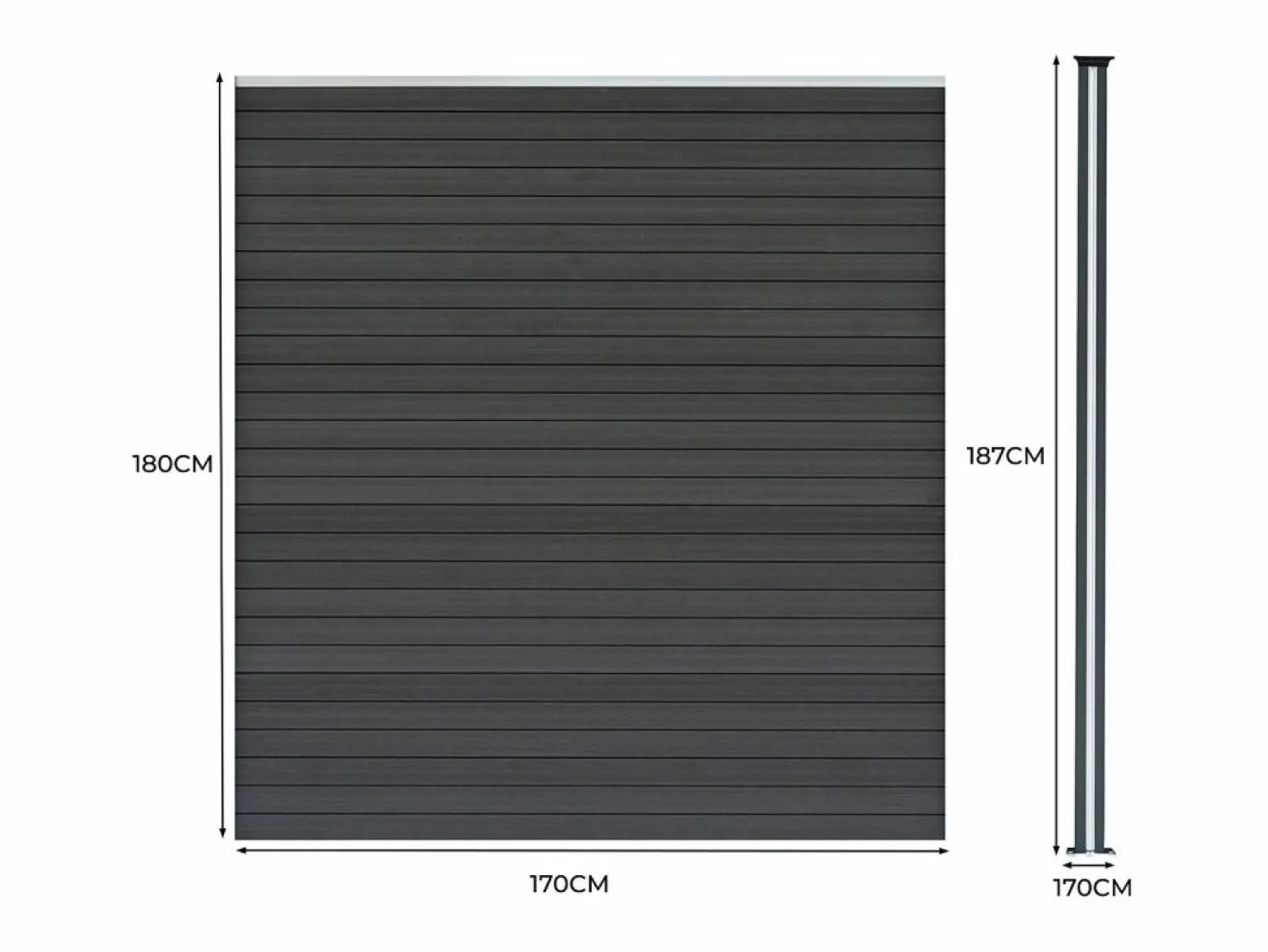 Monstershop Vallas para exteriores de WPC y Aluminio - 6x Paneles + 7 Postes |
