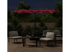 Clearance Vanyra Sombrilla doble de jardín con luces LED burdeos 316x145 cm Sombrilla