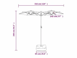 Clearance Vanyra Sombrilla doble de jardín con luces LED burdeos 316x145 cm Sombrilla