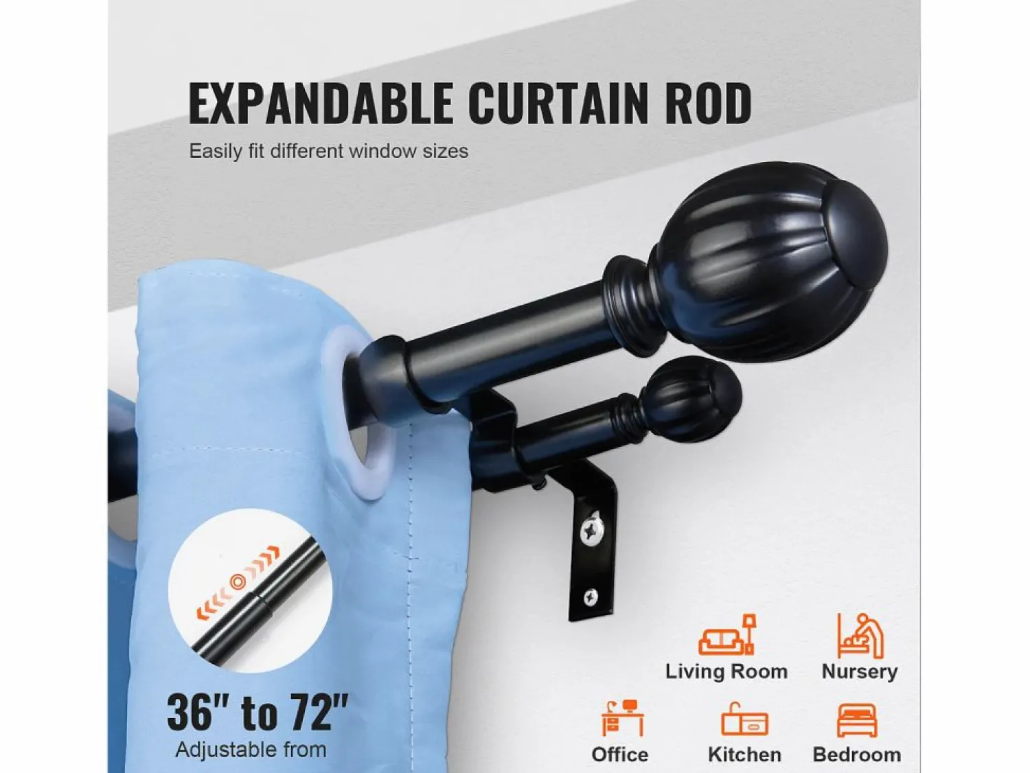 Online Varillas de Cortinas Dobles SucceBuy, Longitud Ajustable de 91.4-182.9 cm, para Salones, Dormitorios, Baños Persianas De Interior