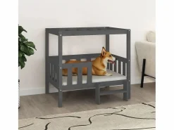 Online Garden Furniture Varyn Cama para perros madera maciza de pino 95,5x73,5x90 cm Gris