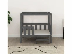 Online Garden Furniture Varyn Cama para perros madera maciza de pino 95,5x73,5x90 cm Gris