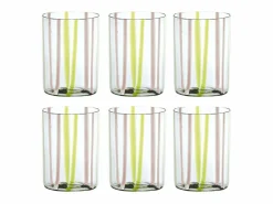 Online Vaso Tirache Zafferano en Vidrio Borosilicato Bicolor Verde-Amatista Caja 6 Piezas Amarillo