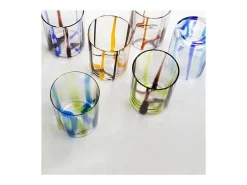 Online Vaso Tirache Zafferano en Vidrio Borosilicato Bicolor Verde-Amatista Caja 6 Piezas Amarillo