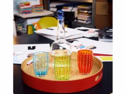 Best Vaso Zafferano Perle - Vidrio Soplado con Color, 32 cl, Hecho a Mano - Juego de 2 Vasos Artesanos para Agua o Cócteles Vaso